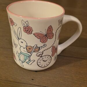 Whimsical Bunny Mug w/ Pink and Cream Design & Butterflies- Easter/ Spring